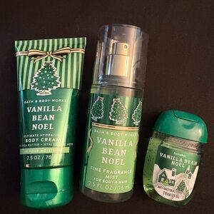 Bath & Body Works Vanilla Bean Noel Travel Size 3 piece Set - Green NWT